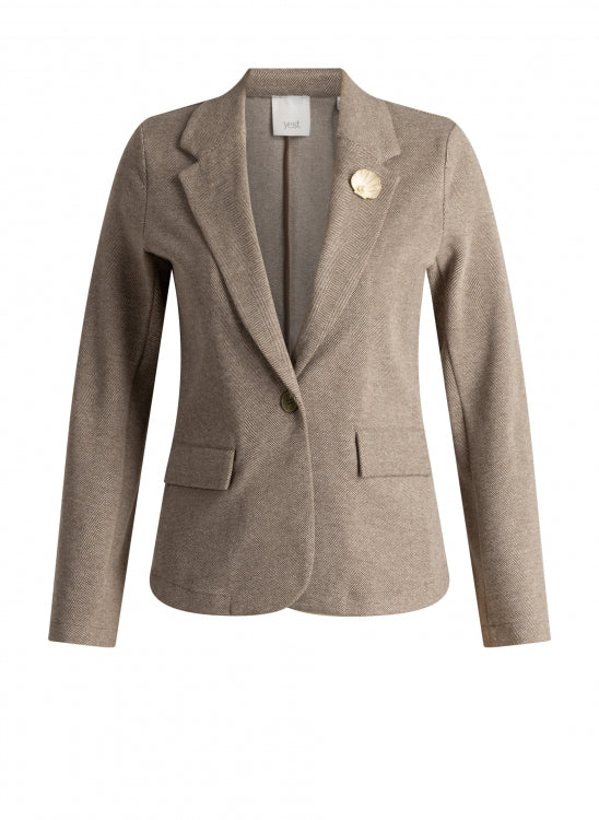 Yest Berta Essential Blazer - Grey Olive/Multi