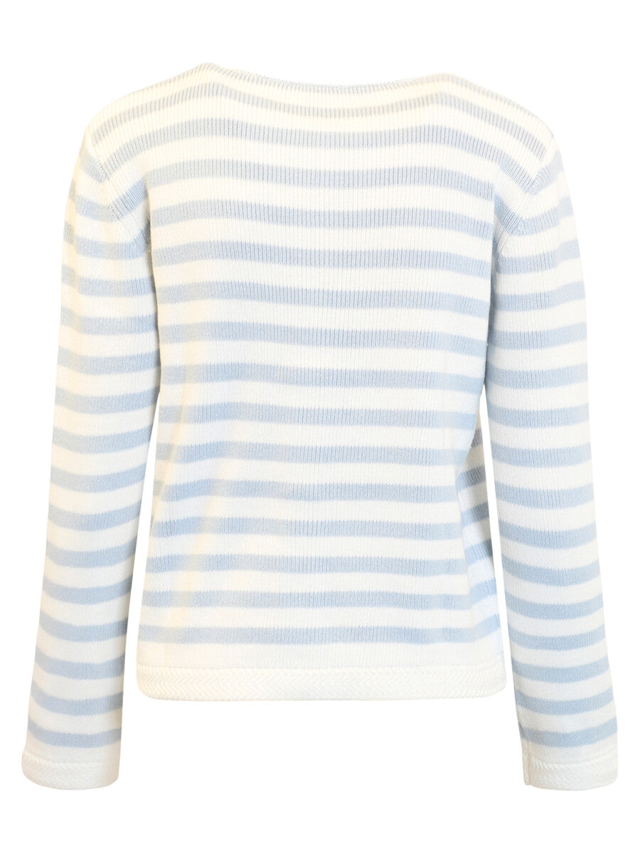 B. Copenhagen Blue & White Striped Cardigan