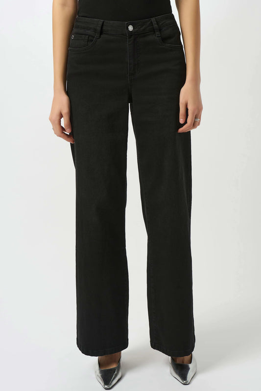 Joseph Ribkoff Goldie / Classic Wide-Leg Stretch Black Jeans