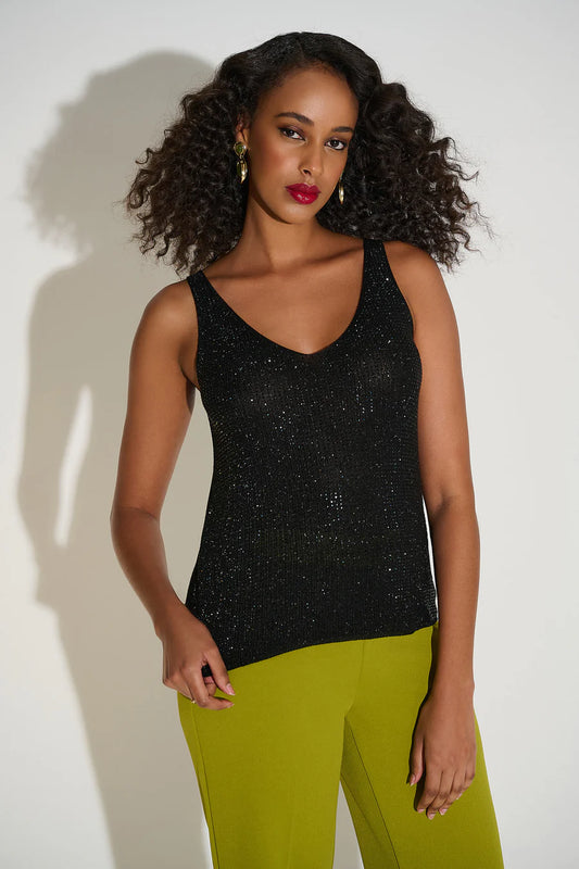 Joseph Ribkoff Metallic Knitted Camisole with Rhinestone