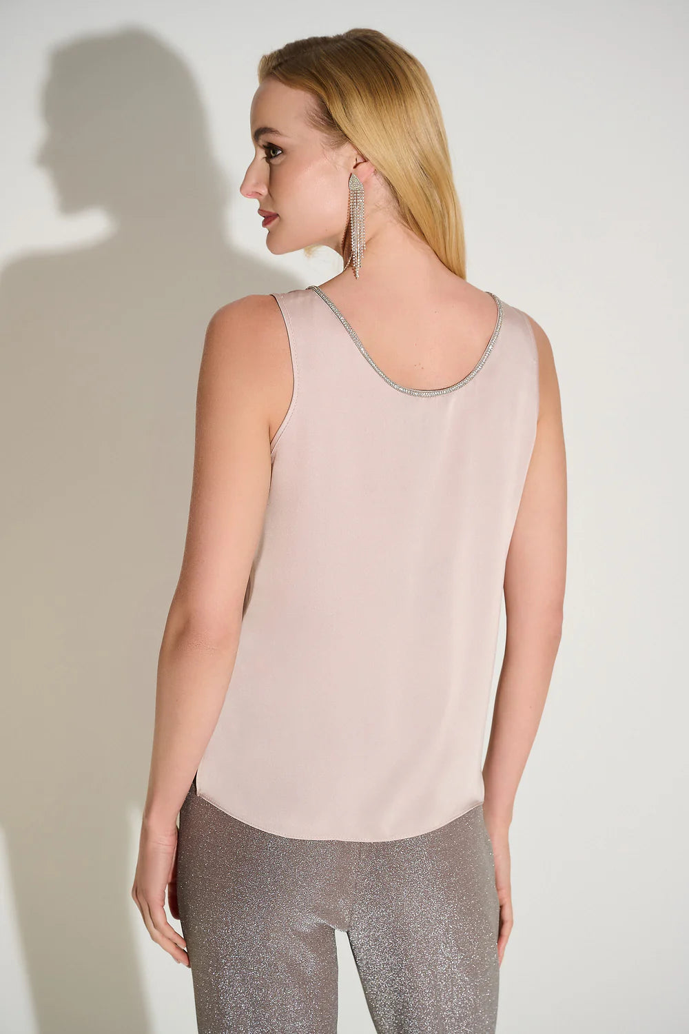 Joseph Ribkoff Satin Tank Top with Rhinestone Trim