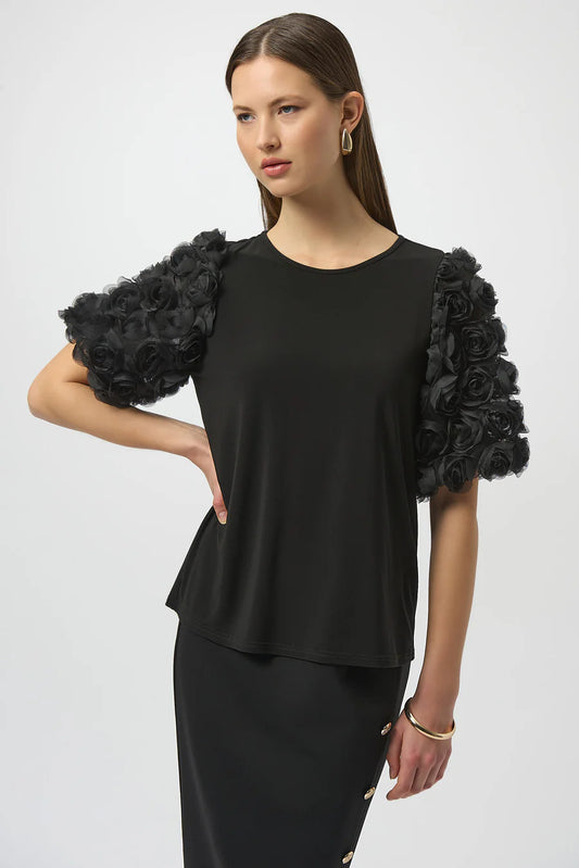 Joseph Ribkoff Floral Puff Sleeve Pullover