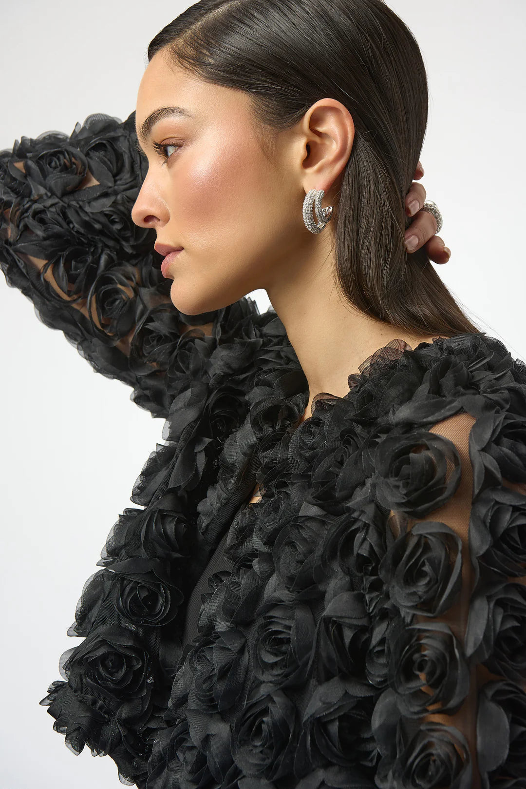 Joseph Ribkoff Rosette Embroidered Bolero Jacket