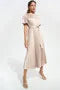 Joseph Ribkoff Pleaded Satin Fit and Flare Dress with Sash Belt