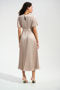 Joseph Ribkoff Pleaded Satin Fit and Flare Dress with Sash Belt