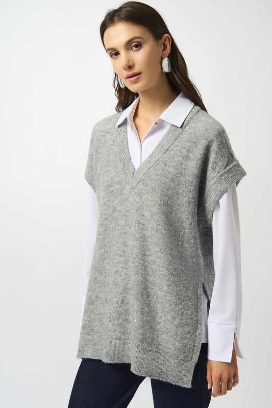 Joseph Ribkoff Sweater Knit Sleeveless Tunic with Sequins