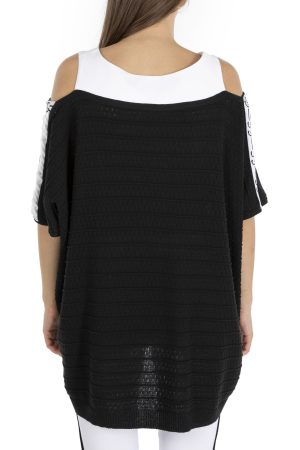 Elisa Cavaletti Black and White Crewneck Sweater