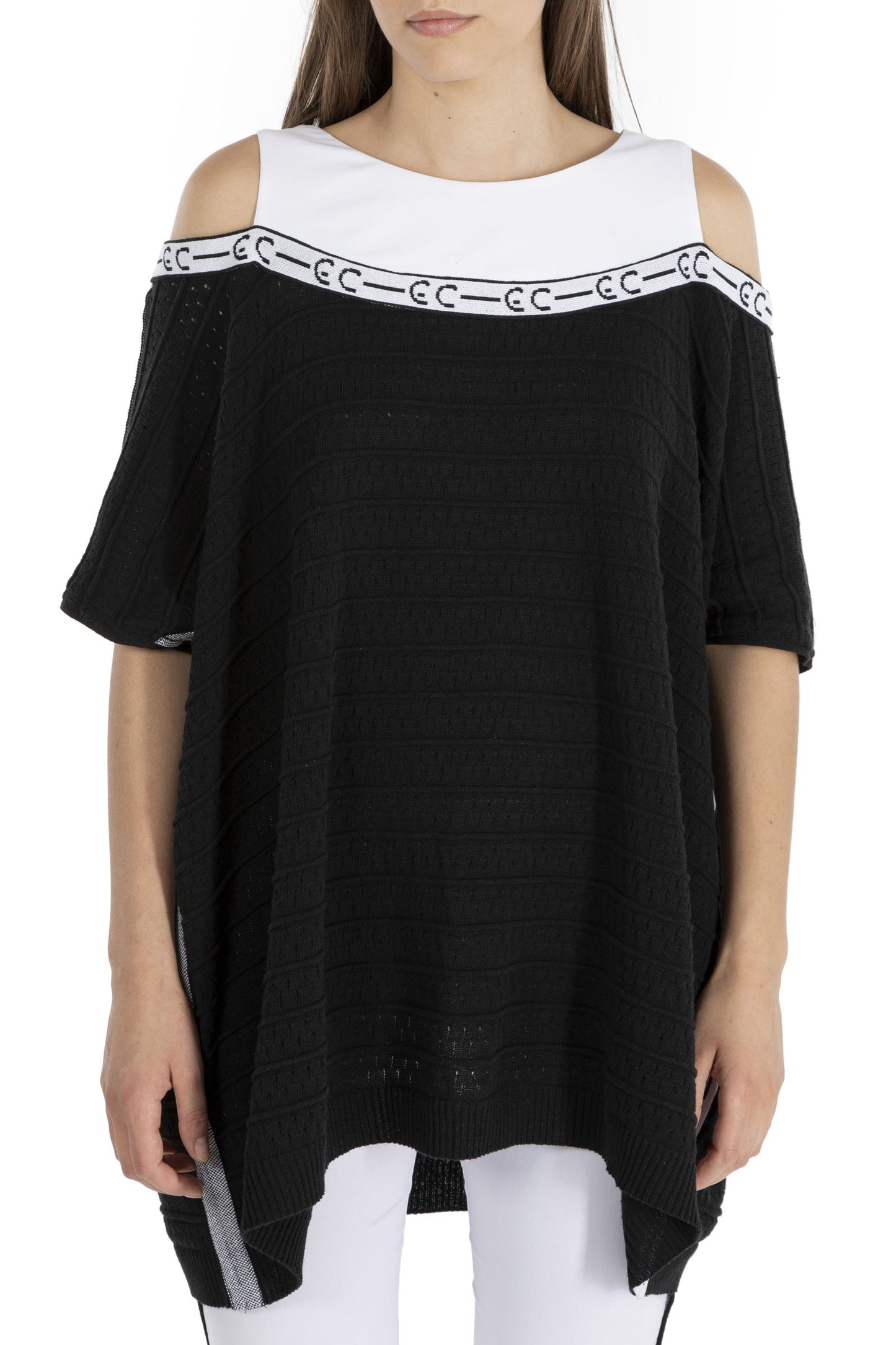 Elisa Cavaletti Black and White Crewneck Sweater