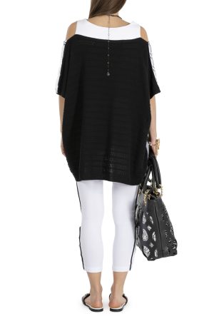 Elisa Cavaletti Black and White Crewneck Sweater