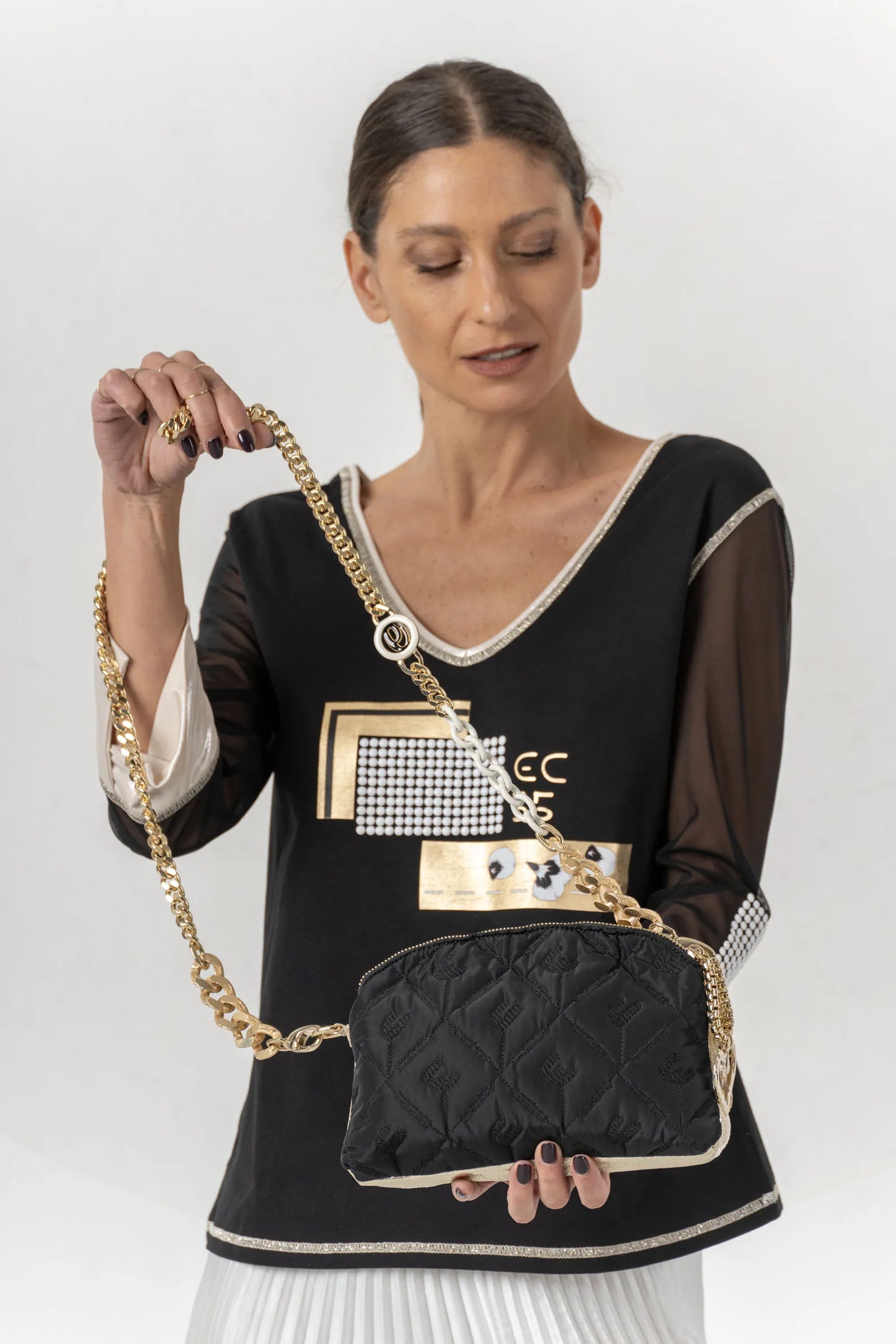 Elisa Cavaletti Black and White Bag