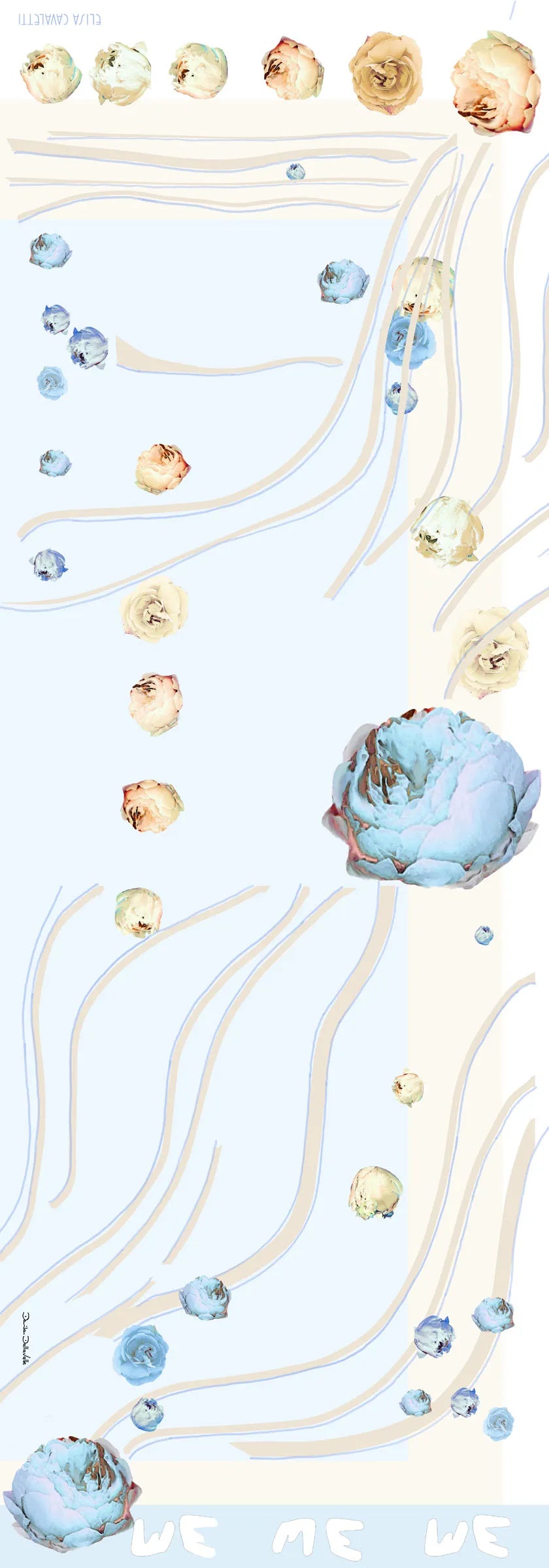 Elisa Cavaletti Light Blue/Beige Floral Scarf