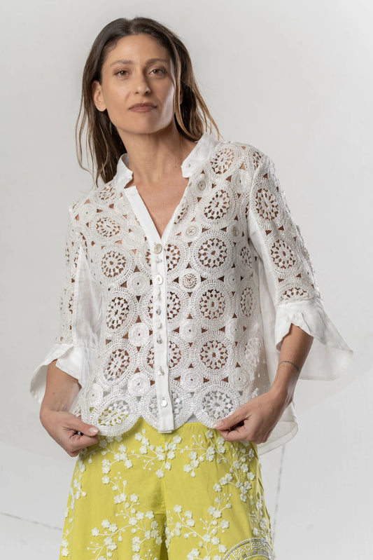 Elisa Cavaletti Blouse with Silver Lace