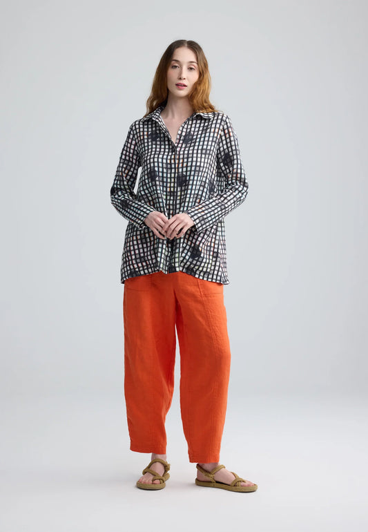 Luukaa Neon Black Print Linen Shirt