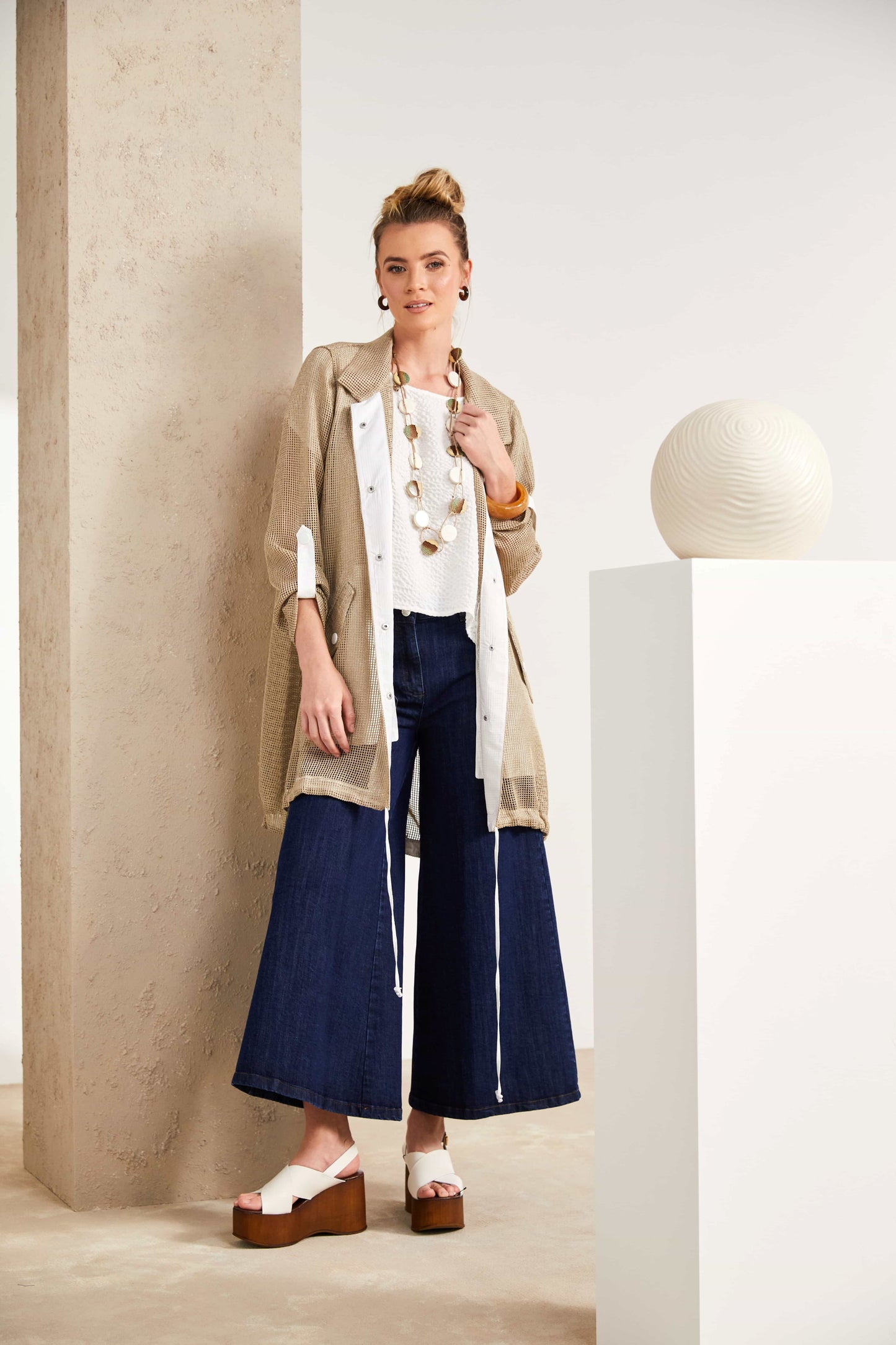 Naya Mesh Long Jacket (Fudge)