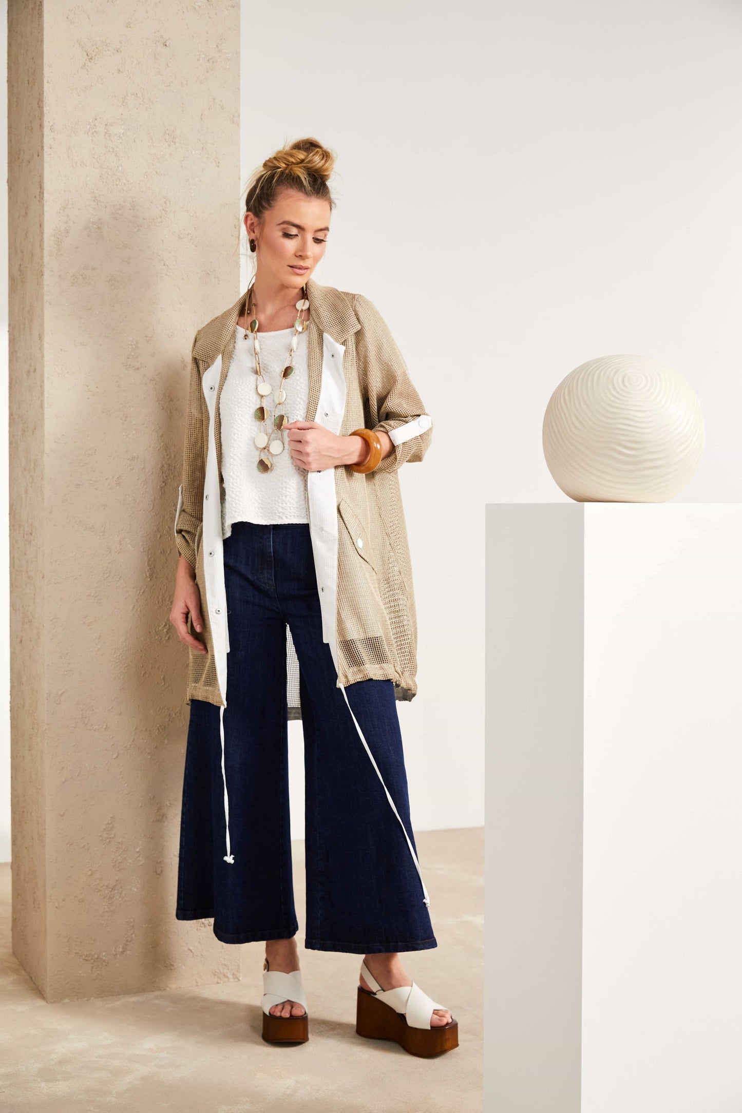 Naya Mesh Long Jacket (Fudge)
