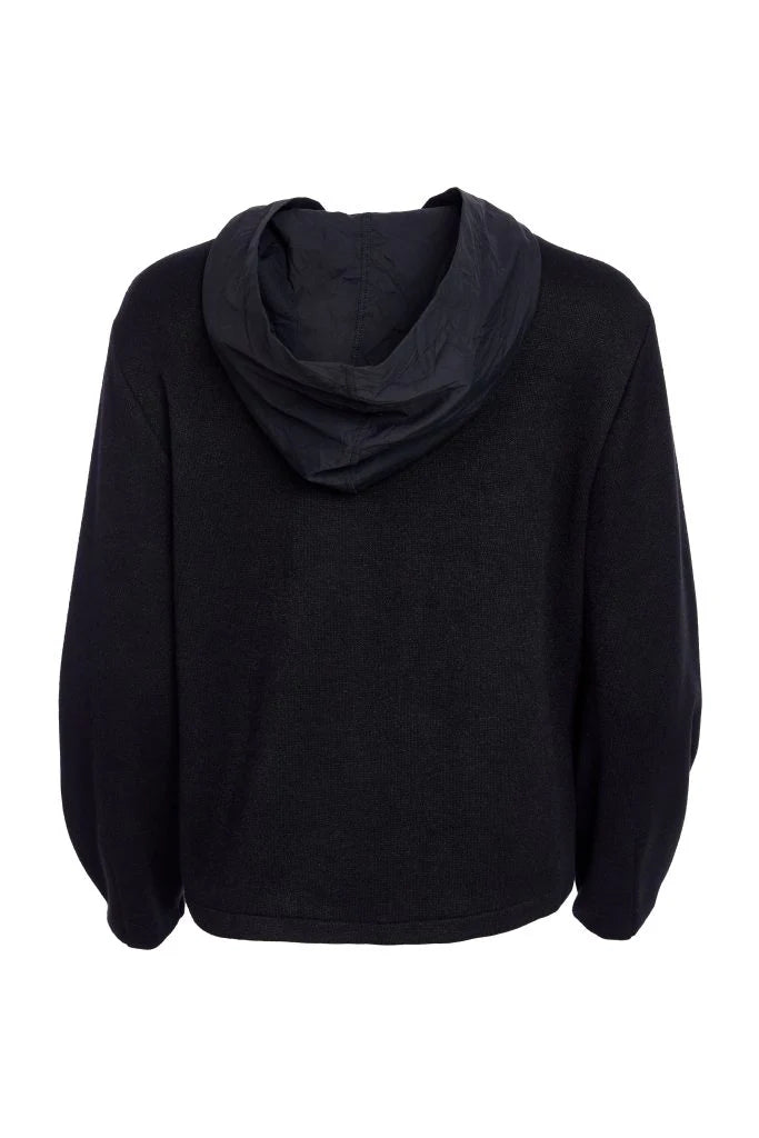 Naya Black Print Hooded Sweater
