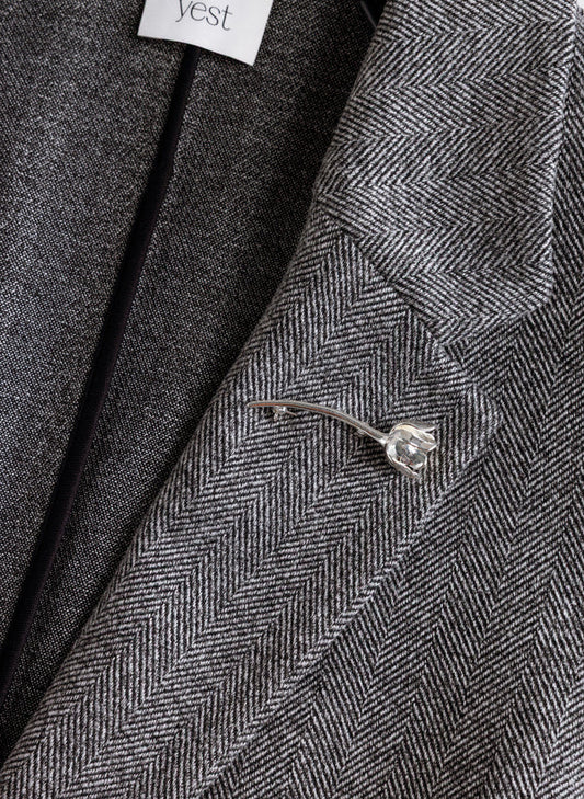 Yest Berta Essential Blazer - Dark Grey/Multi