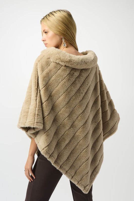 Joseph Ribkoff Faux Fur Textured Striped Poncho