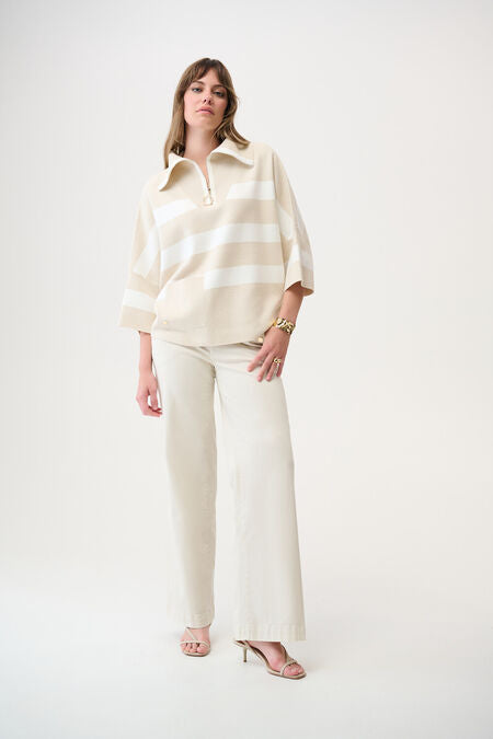 Joseph Ribkoff Striped Casual Zipper Top