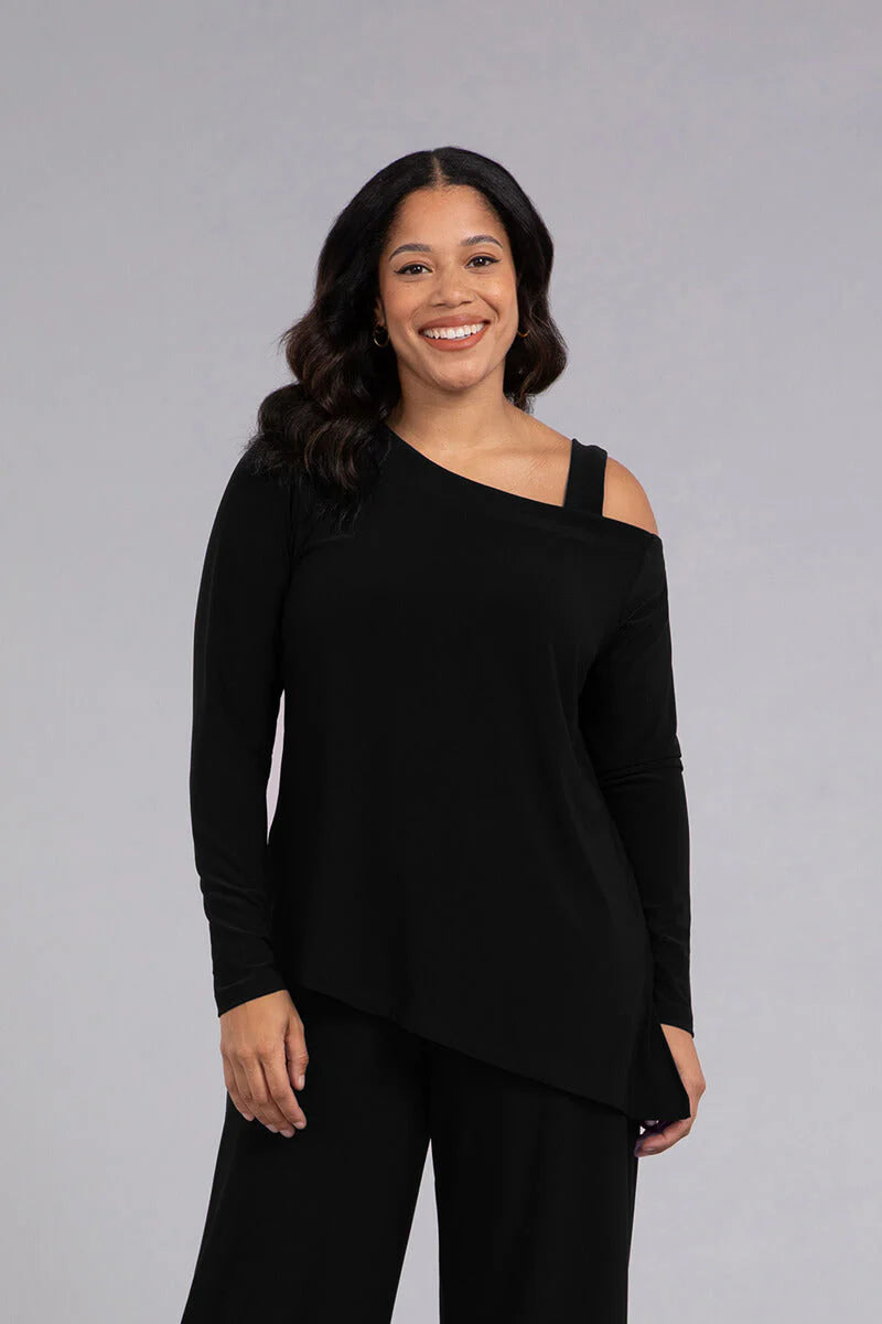 Sympli One Shoulder Top, Long Sleeve
