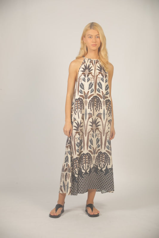 See U Soon Blue/Brown Maxi Dress