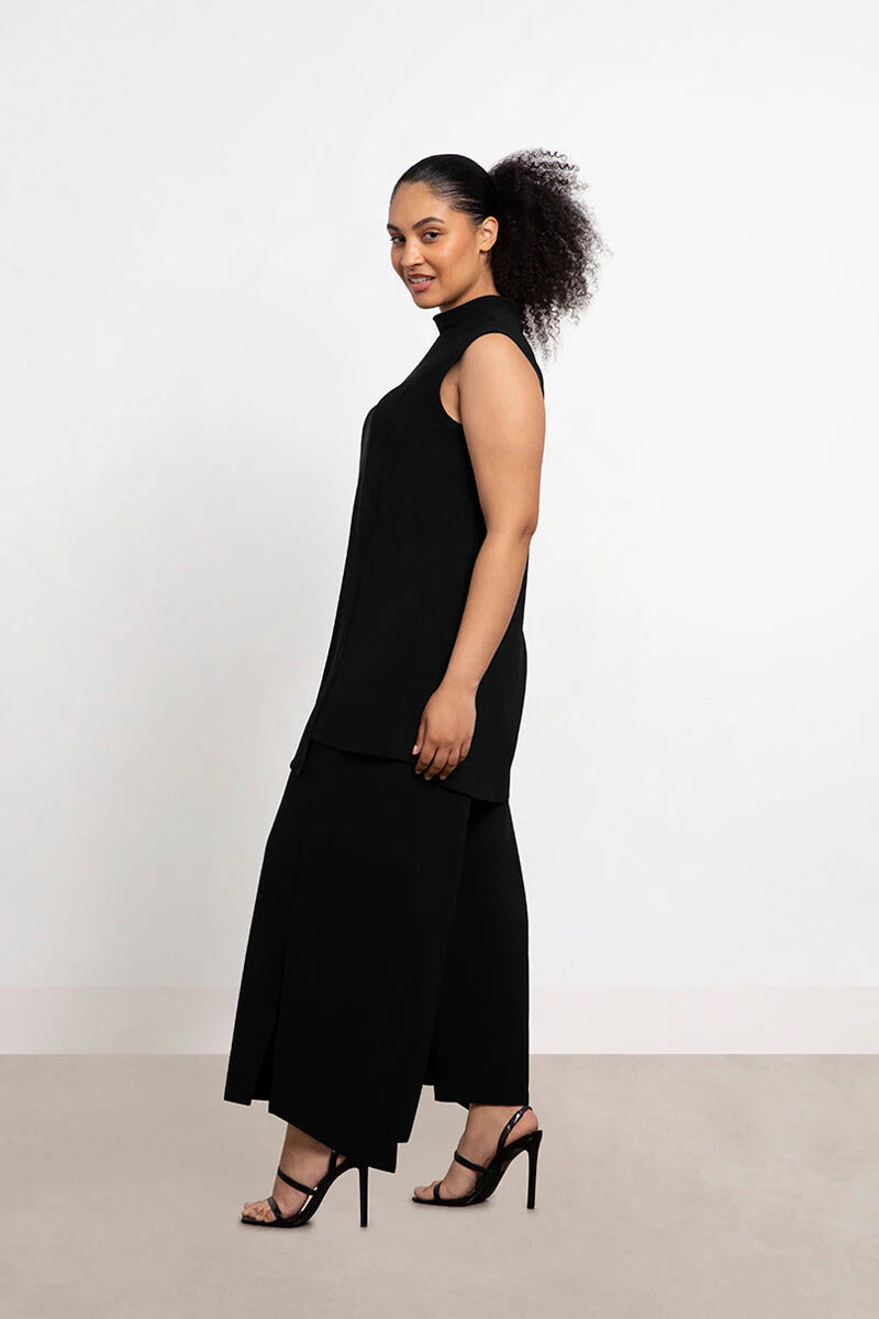 Sympli Sleeveless Mock Neck Slit Tunic