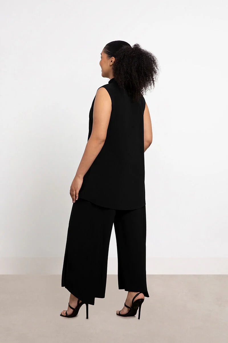 Sympli Sleeveless Mock Neck Slit Tunic