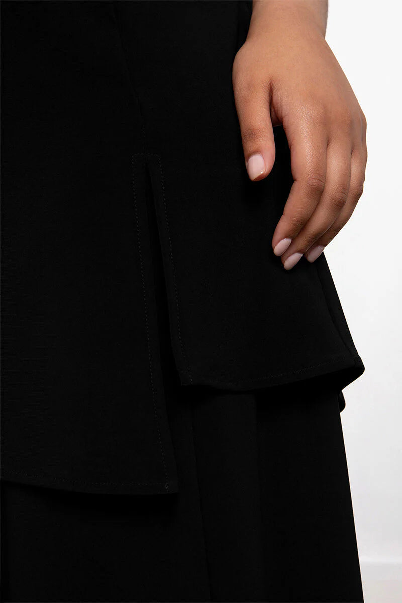 Sympli Sleeveless Mock Neck Slit Tunic