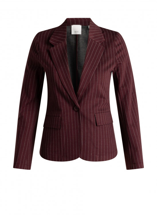 Yest Berta Essential Blazer - Wine Red/Grey Melange