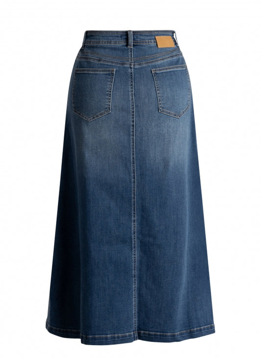 Yest Chloe Essential Skirt - Dark Stone Wash Denim