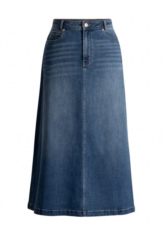 Yest Chloe Essential Skirt - Dark Stone Wash Denim