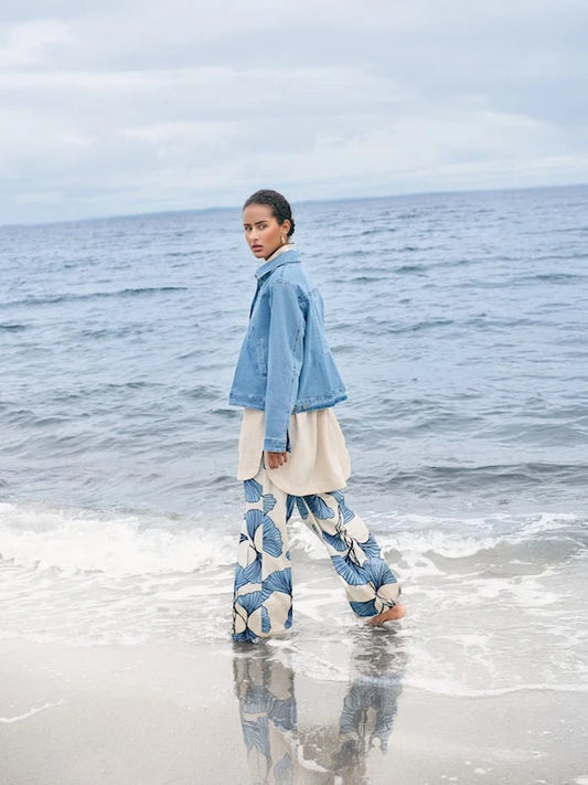 Noen Blue Print Linen Pant