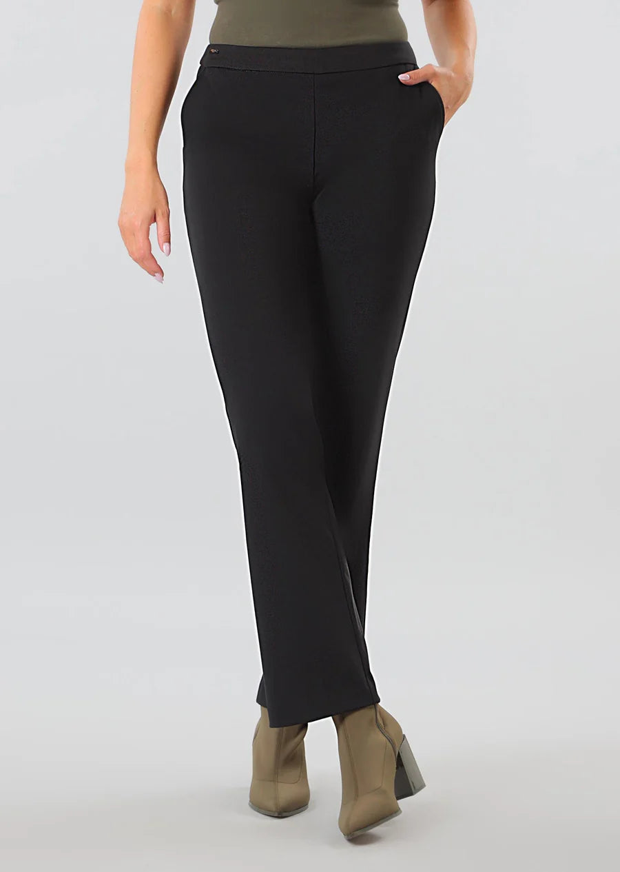 Lisette Straight Leg  Black Pant with Pockets