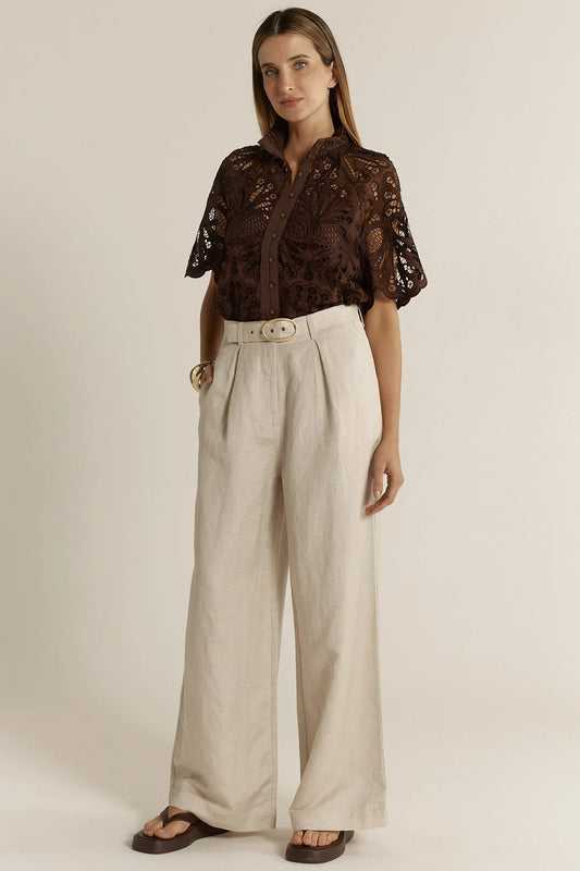 Fate & Becker Amara Belted Linen Pant