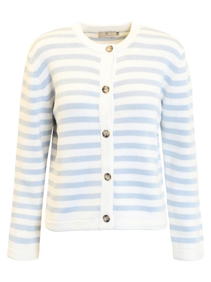 B. Copenhagen Blue & White Striped Cardigan