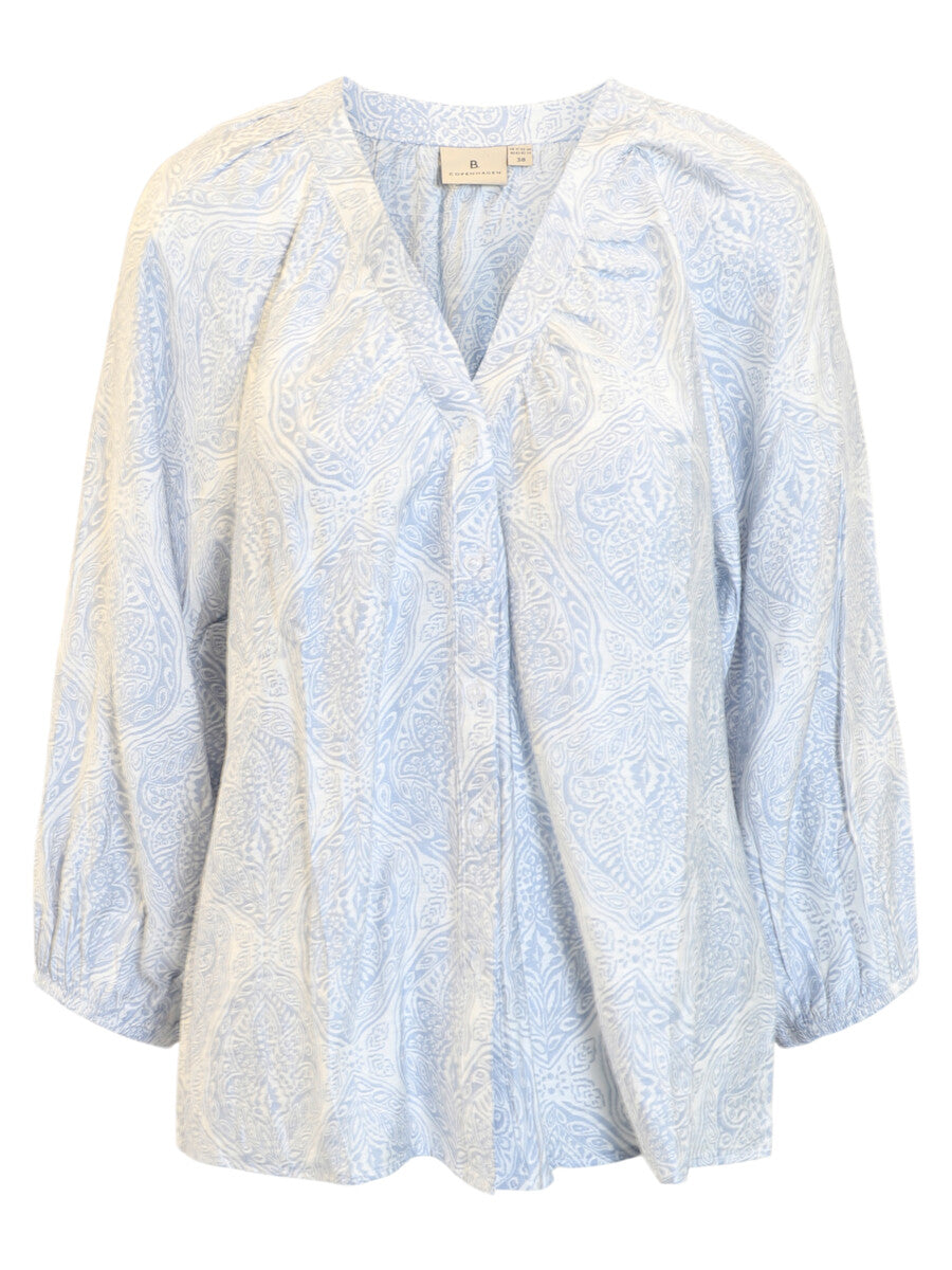 B. Copenhagen Blue & White Printed Blouse