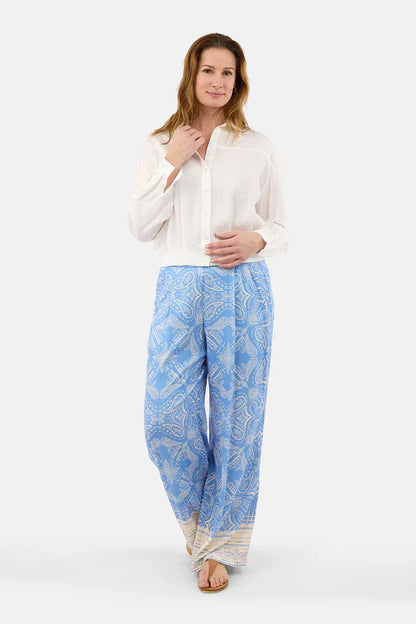 B. Copenhagen Sky Blue & Cream Printed Pants