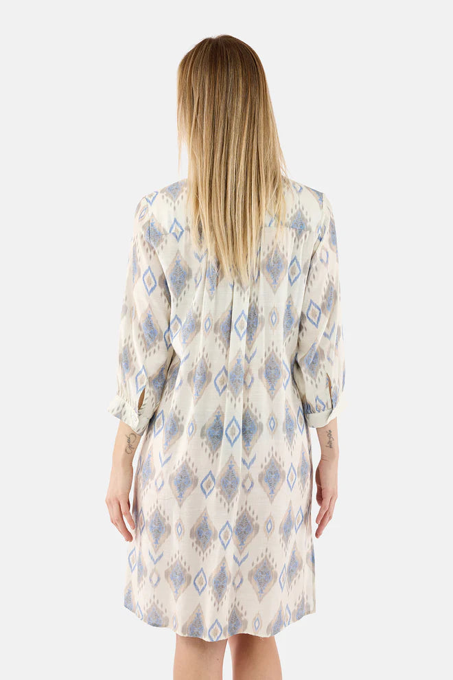 B. Copenhagen Blue & Cream Printed Dress
