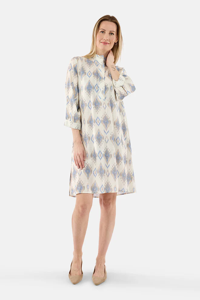 B. Copenhagen Blue & Cream Printed Dress