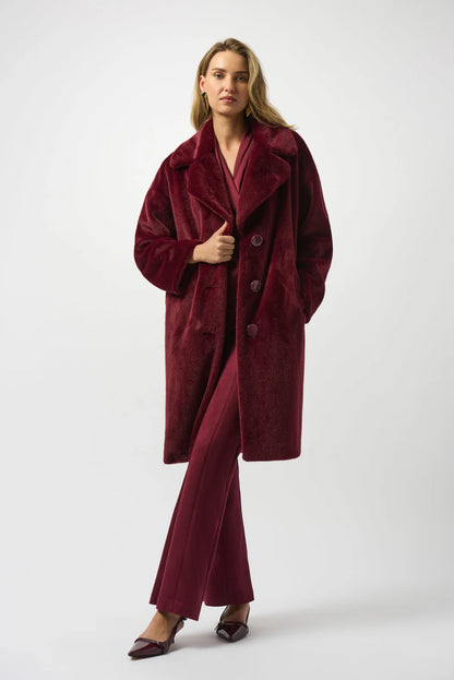 Joseph Ribkoff Faux Fur Straight Coat