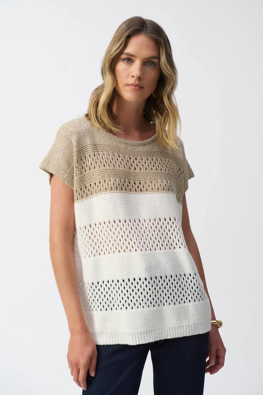 Joseph Ribkoff Gold/White Sweater