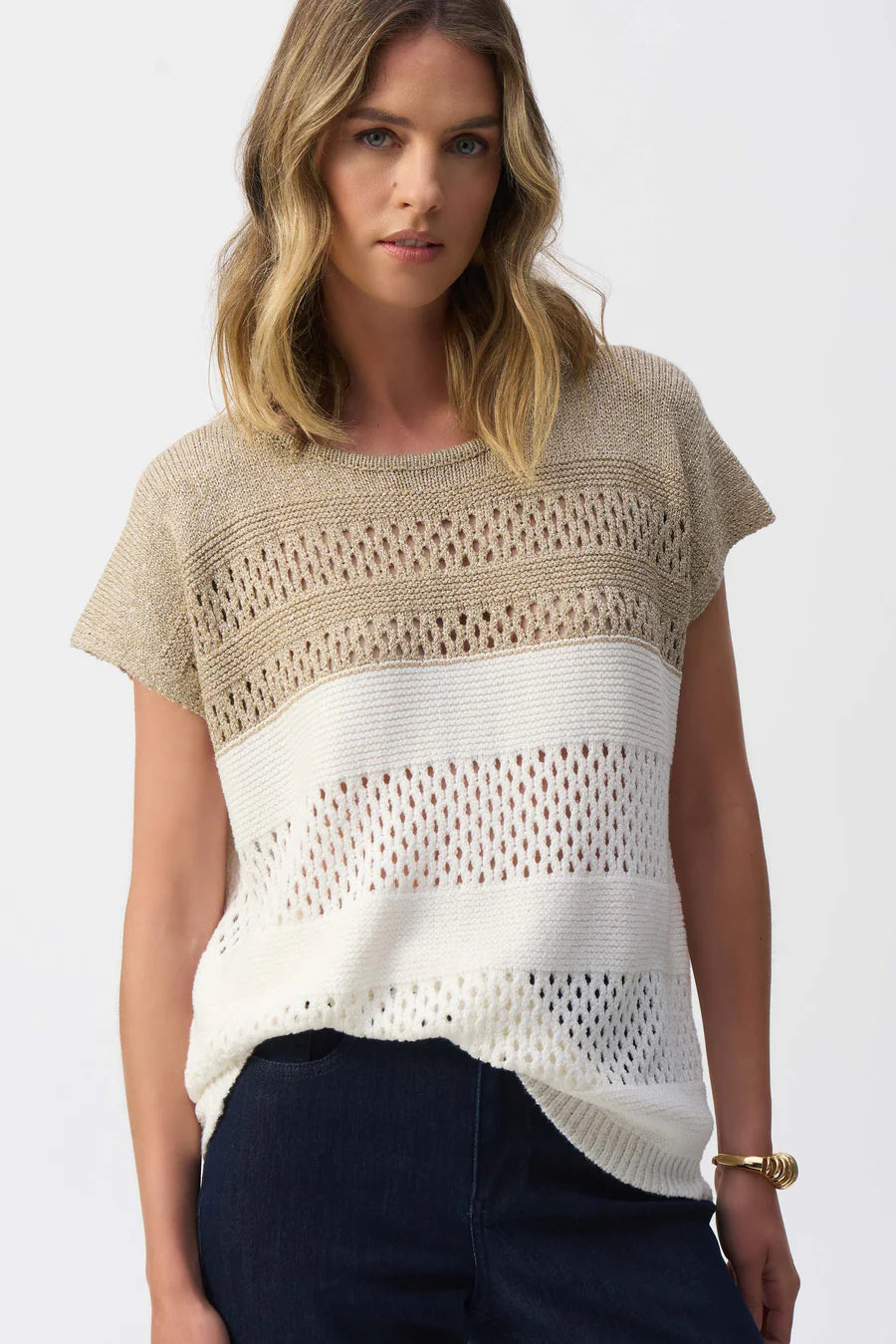 Joseph Ribkoff Gold/White Sweater