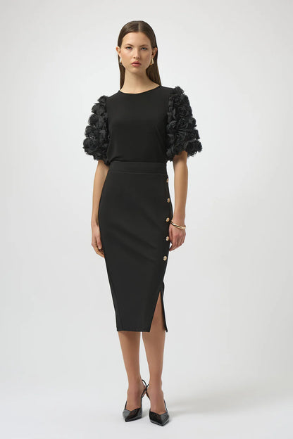 Joseph Ribkoff Floral Puff Sleeve Pullover