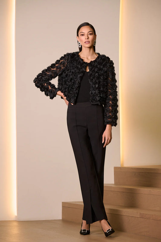 Joseph Ribkoff Rosette Embroidered Bolero Jacket