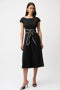 Joseph Ribkoff Stretch Woven Color Block Fit and Flare Dress With Sash