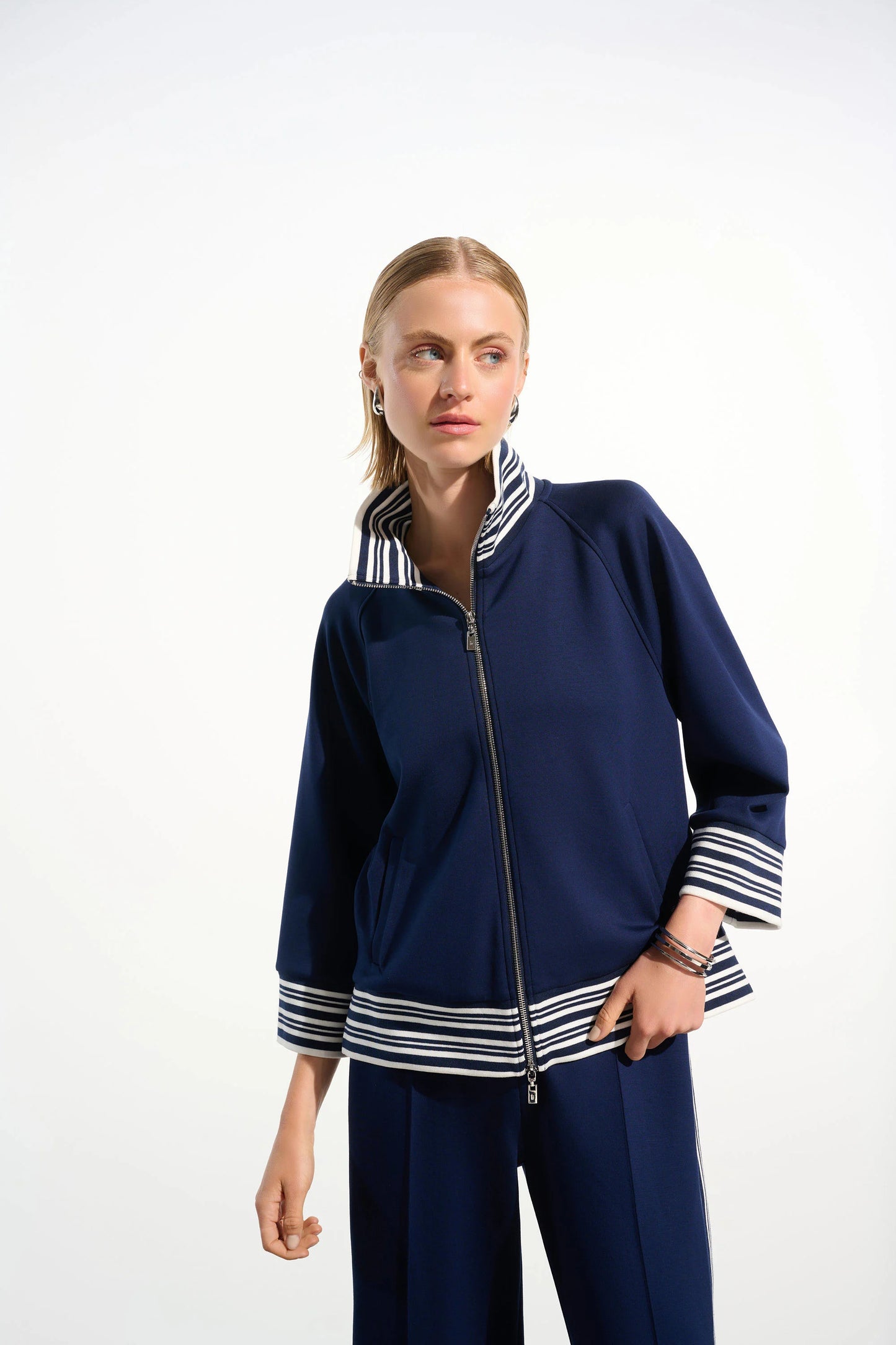 Joseph Ribkoff Scuba Jersey Jacket with Funnel Collar