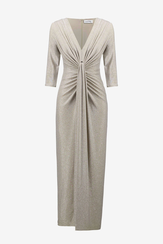 Joseph Ribkoff Sparkle Knit Sheath Gown With Draped Front