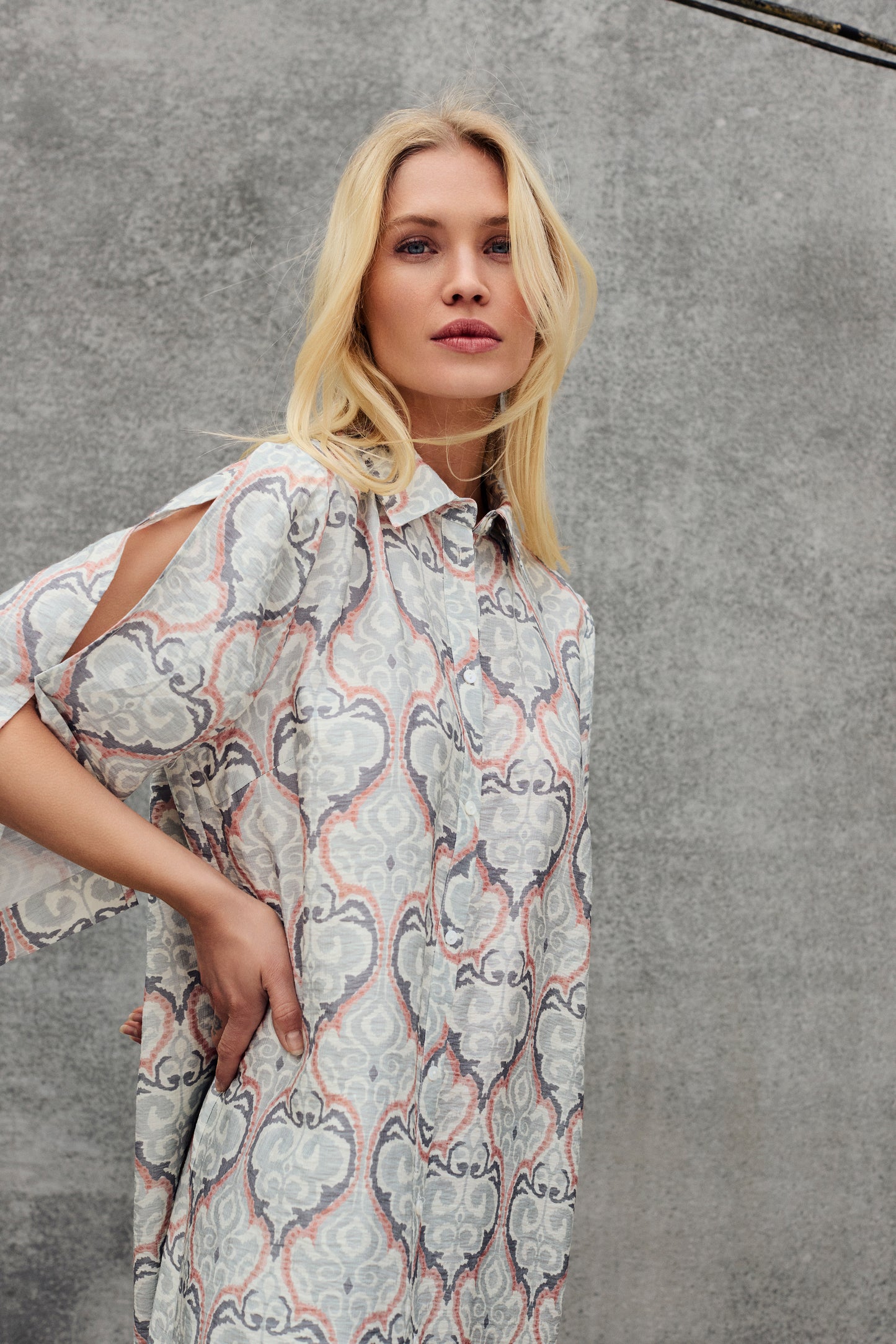 B. Copenhagen Blush & Grey Printed Dress