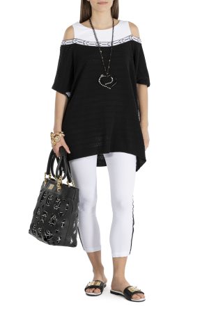 Elisa Cavaletti Black and White Crewneck Sweater