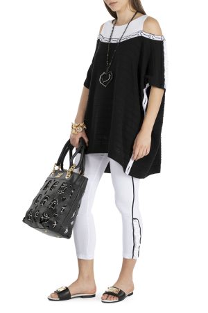 Elisa Cavaletti Black and White Crewneck Sweater